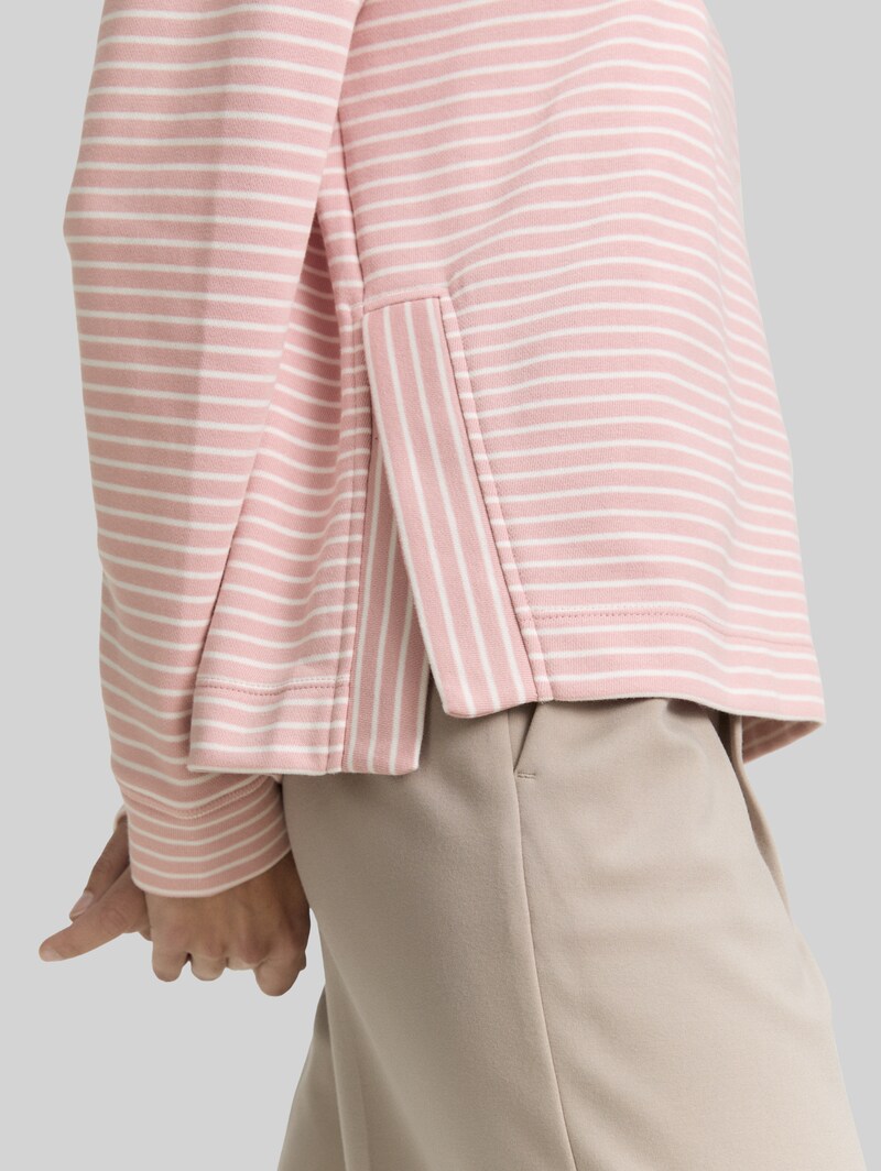 Tom Tailor Sweatshirt mit Streifenmuster - Morning Pink Offwhite Stripe