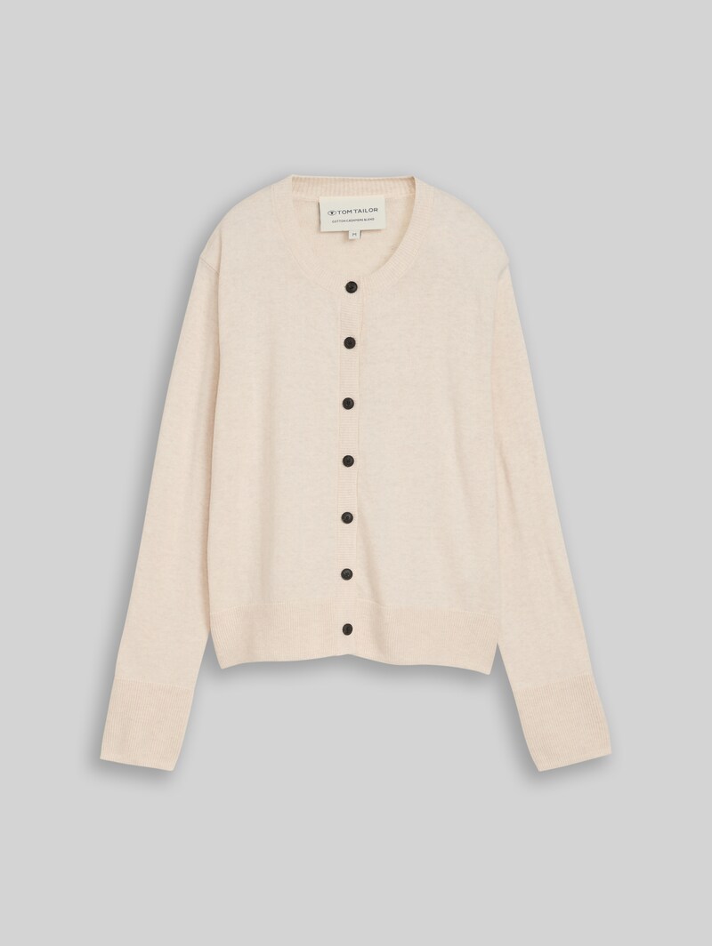 Tom Tailor Cardigan mit Kaschmir-Anteil - Whisper Offwhite Melange