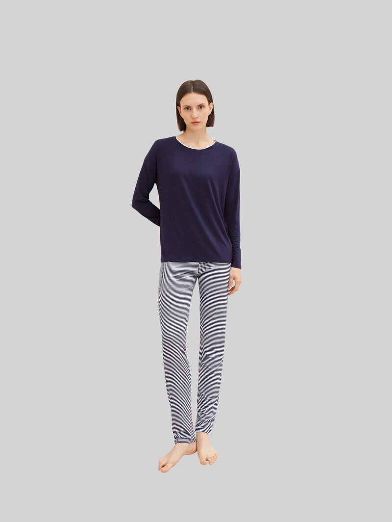 Tom Tailor Pyjama-Set mit Streifenhose - Blue Ring