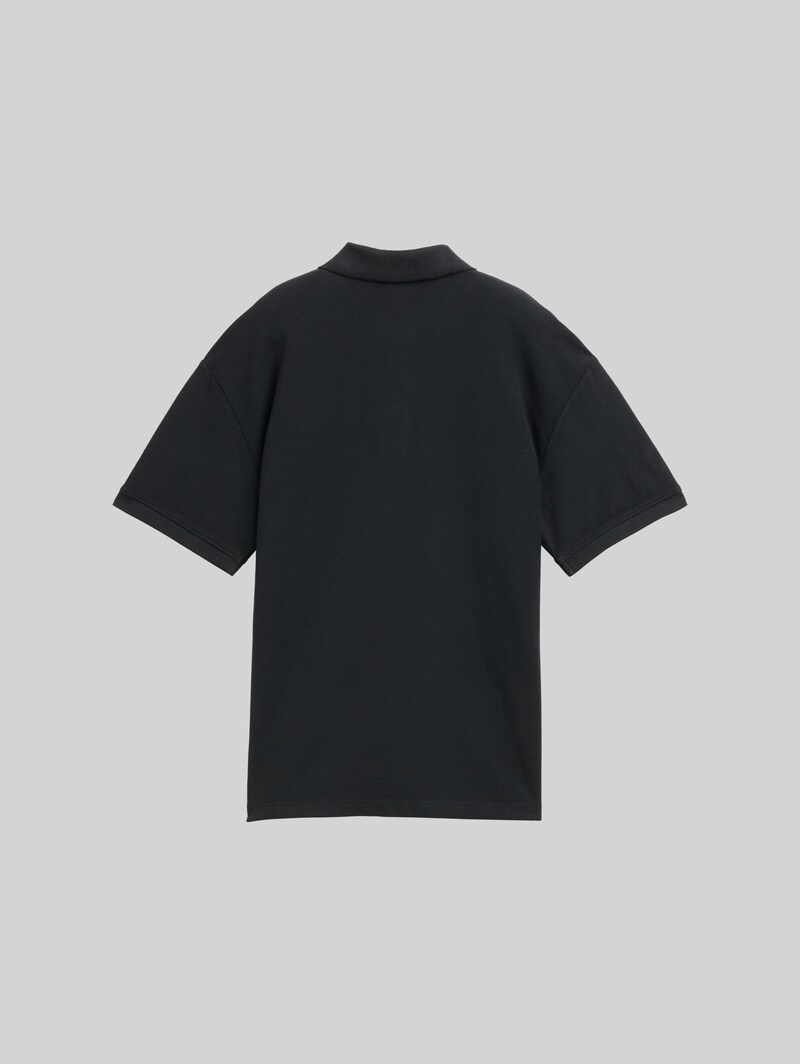 Tom Tailor Oversize Poloshirt mit Logo Badge - Heavy Black Tom Tailor Oversize Poloshirt mit Logo Badge - Heavy Black