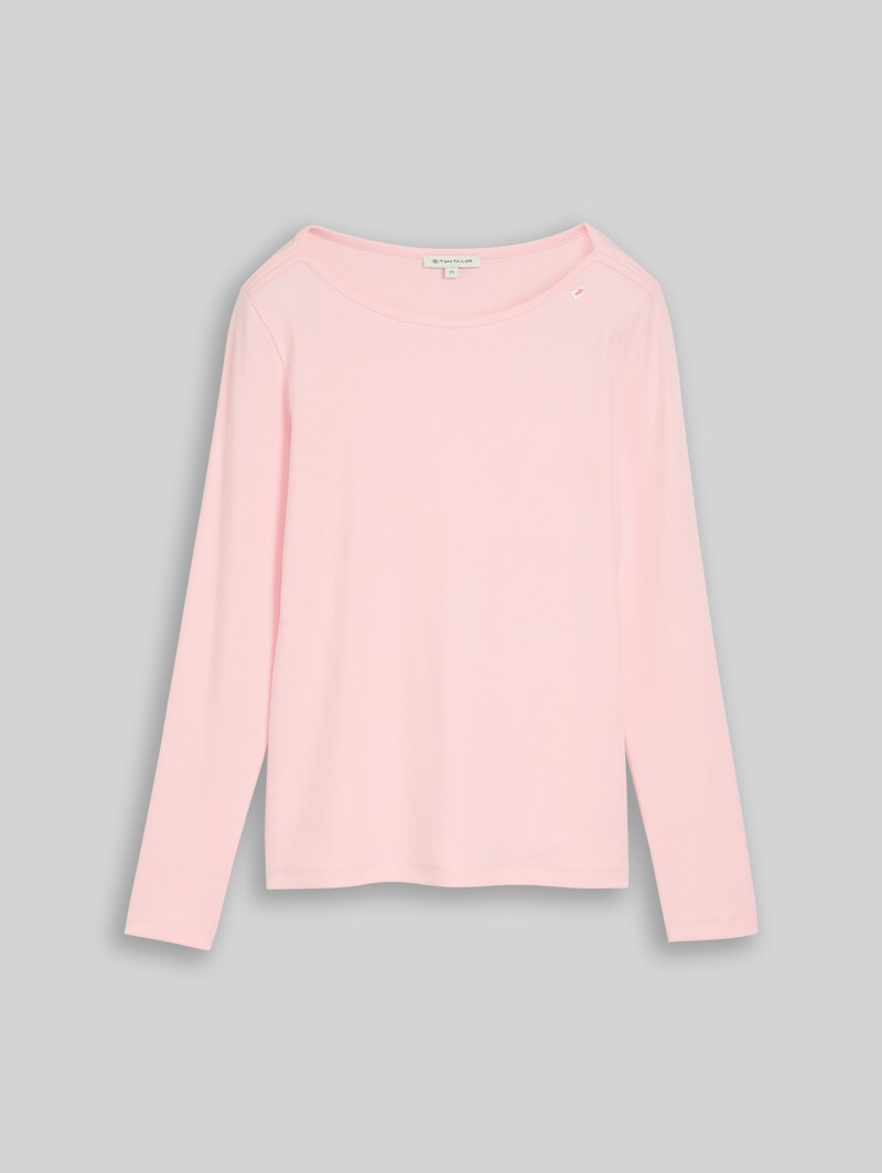 Tom Tailor Slim Fit Langarmshirt mit U-Boot-Ausschnitt - Light Pastel Pink