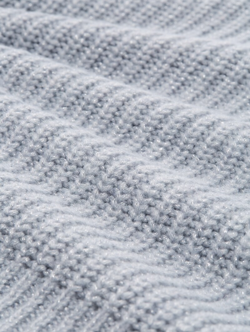 Tom Tailor Relaxed Fit Strickpullover mit Glitzer-Effekt - Cement Grey Mélange