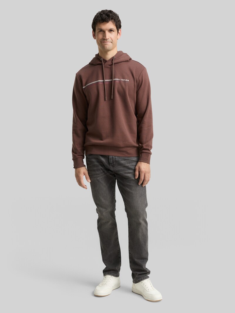 Tom Tailor Hoodie Sweatshirt mit Logo-Print - Bag Brown