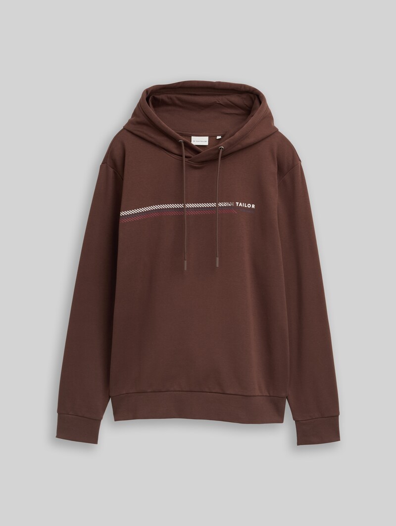 Tom Tailor Hoodie Sweatshirt mit Logo-Print - Bag Brown