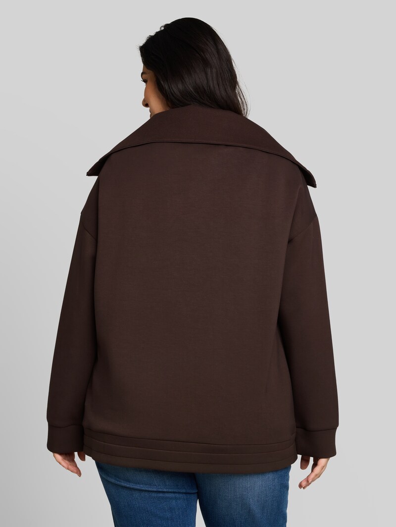 Tom Tailor Plus Size - Troyer Sweatshirt aus Scuba - Java Dark Brown