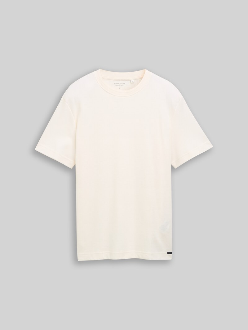 Tom Tailor T-Shirt mit Waffelstruktur - Gardenia White