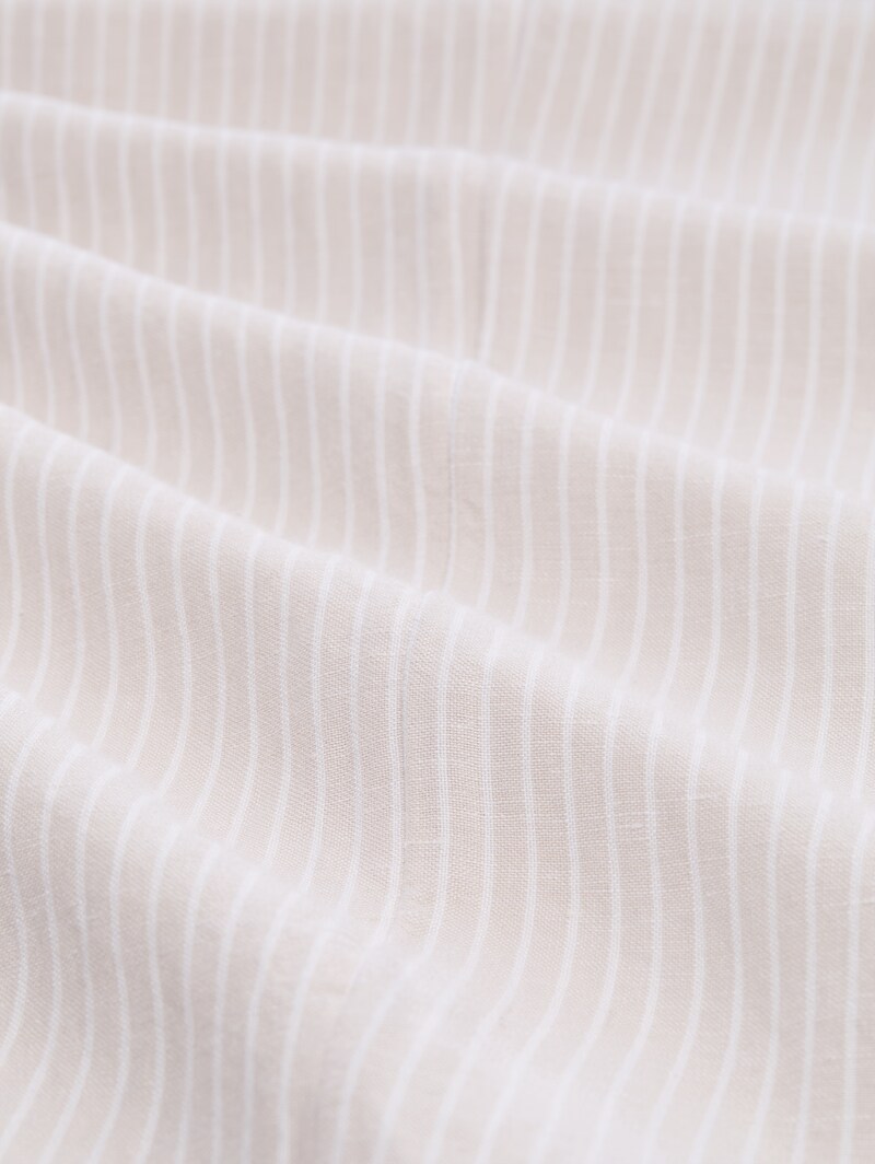 Tom Tailor Loose Fit Hose mit Leinenanteil - Taupe White Irregular Stripe