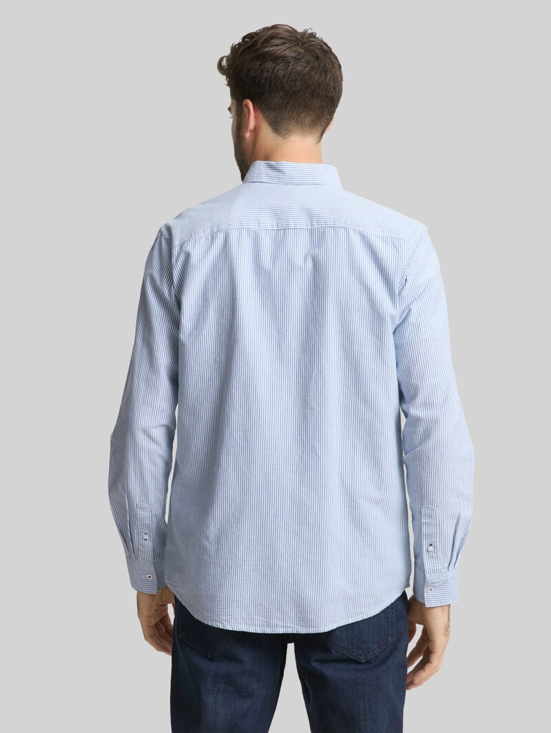 Tom Tailor Regular Fit Hemd mit Brusttasche - Blue Petrol Stripe