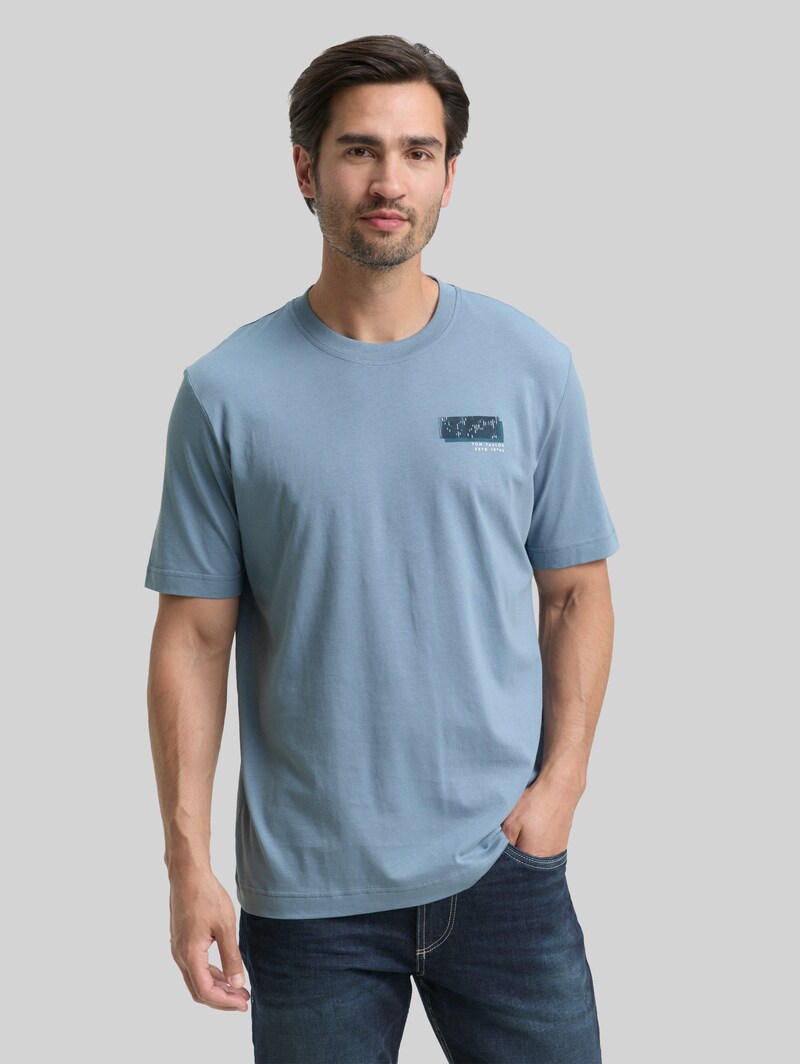Tom Tailor T-Shirt mit Print - Faded Denim Blue Tom Tailor T-Shirt mit Print - Faded Denim Blue