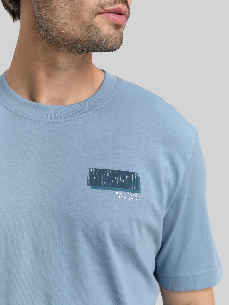 Tom Tailor T-Shirt mit Print - Faded Denim Blue