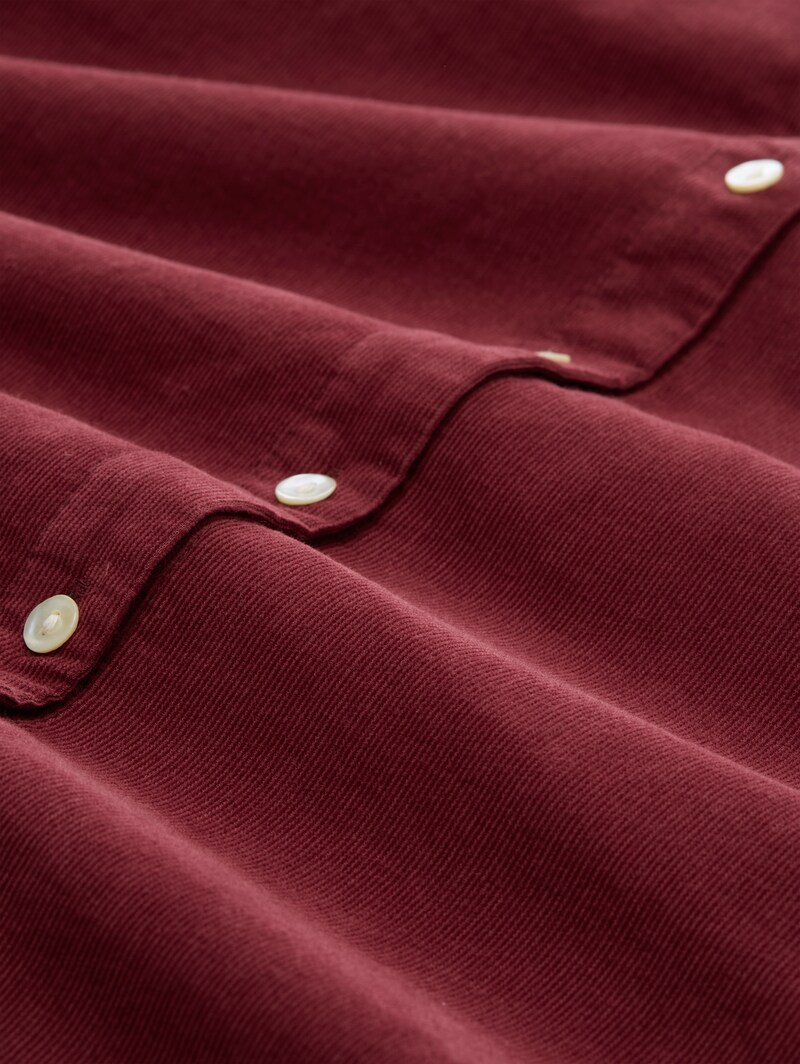 Tom Tailor Cordbluse mit Rüschenkragen - Preppy Plum