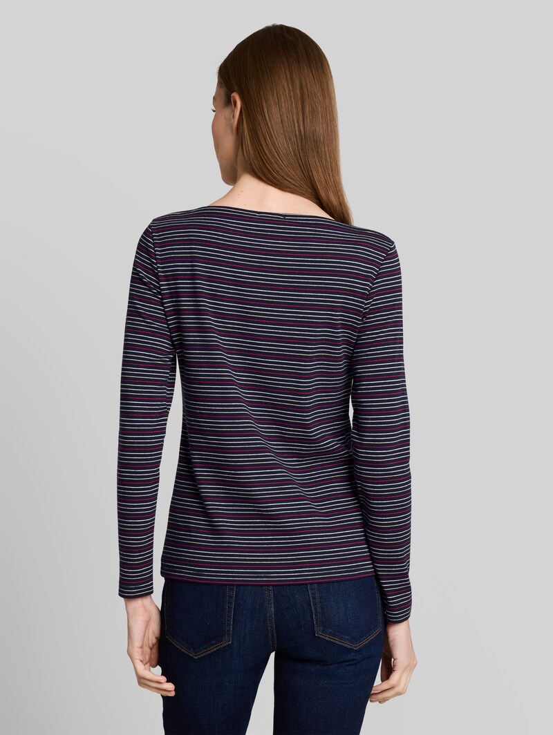 Tom Tailor Langarmshirt mit Herz-Stickerei - Blue Pink Beige Stripe