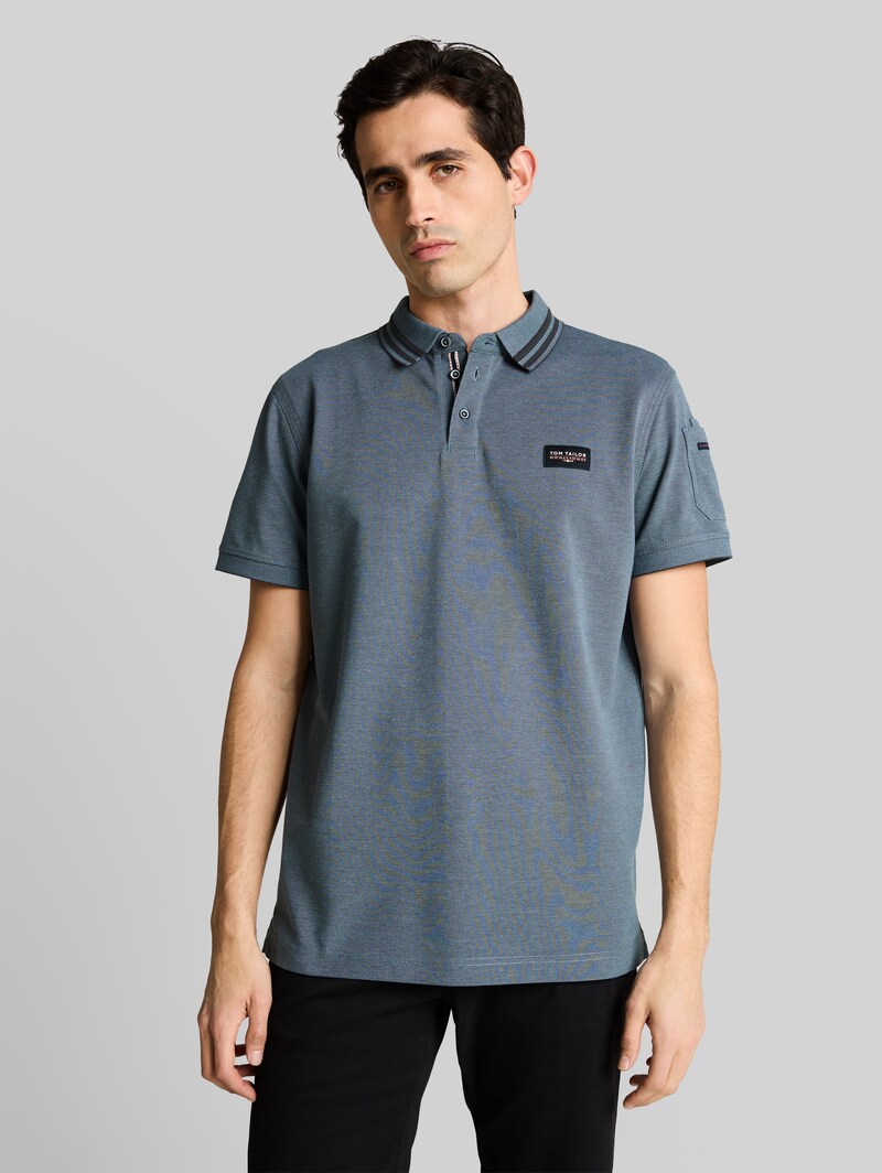 Tom Tailor Poloshirt mit Ärmeltasche - Blue Grey Two Tone Tom Tailor Poloshirt mit Ärmeltasche - Blue Grey Two Tone