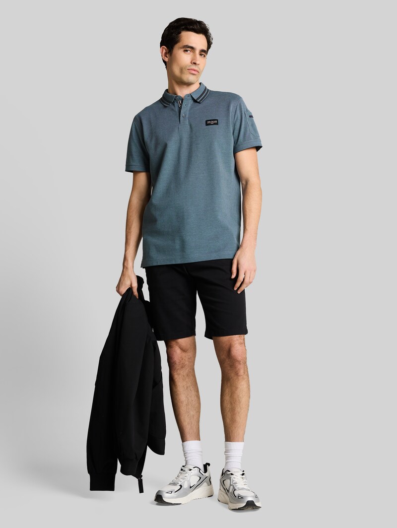 Tom Tailor Poloshirt mit Ärmeltasche - Blue Grey Two Tone