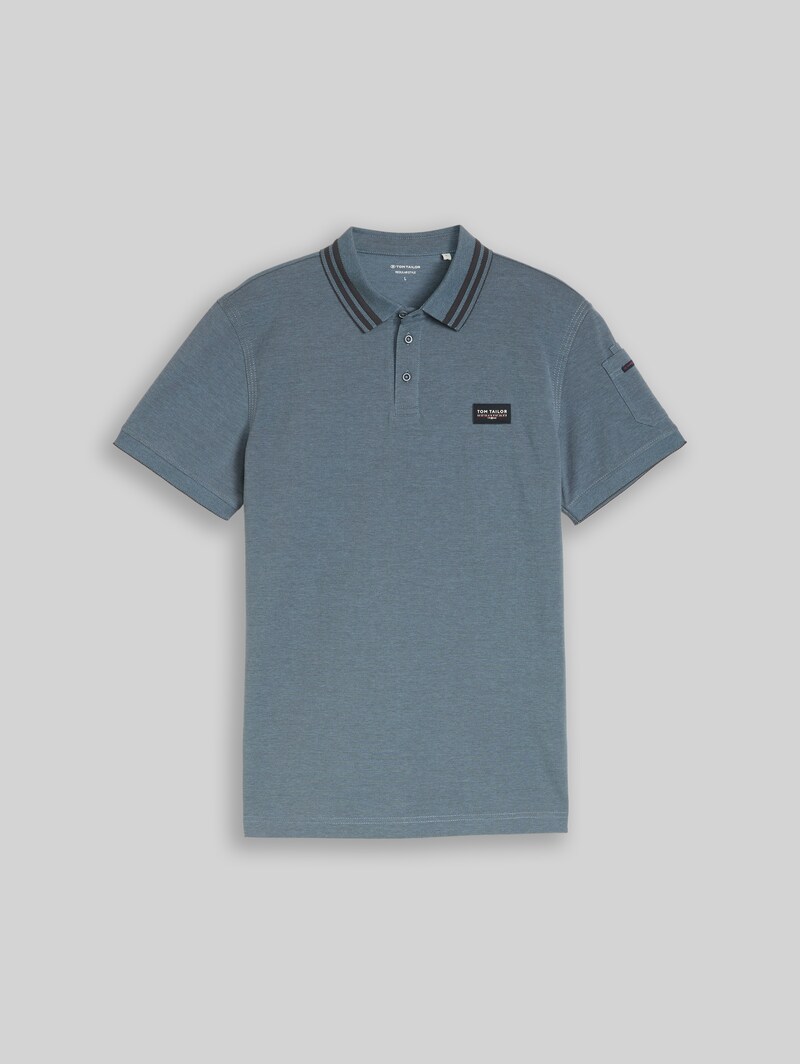 Tom Tailor Poloshirt mit Ärmeltasche - Blue Grey Two Tone