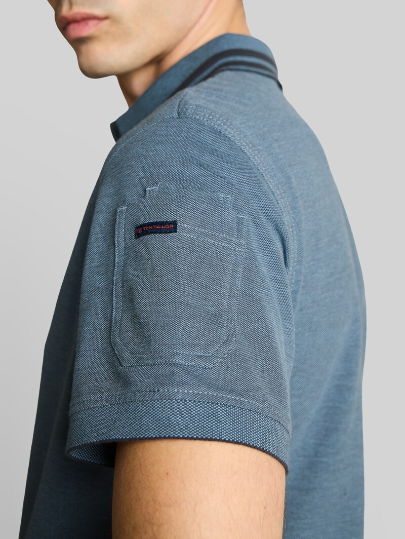 Tom Tailor Poloshirt mit Ärmeltasche - Blue Grey Two Tone