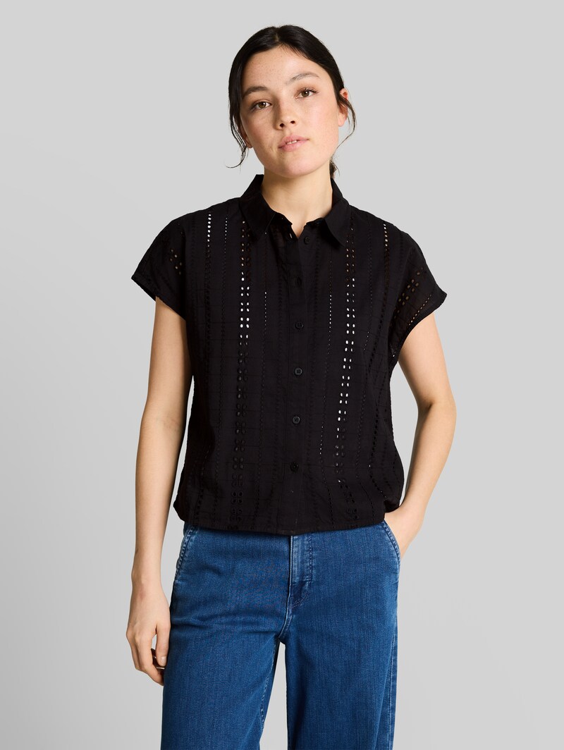 Tom Tailor Bluse mit Lochstickerei - Deep Black