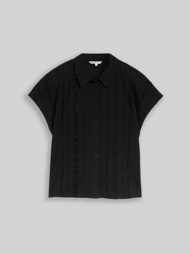 Tom Tailor Bluse mit Lochstickerei - Deep Black