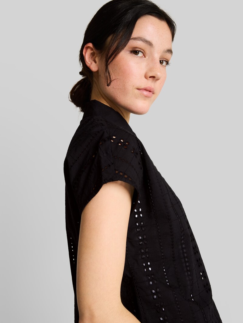 Tom Tailor Bluse mit Lochstickerei - Deep Black