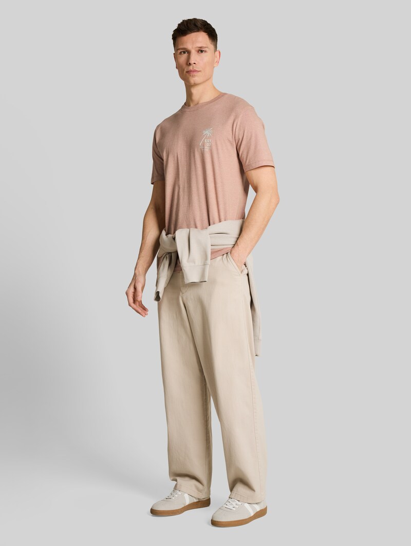 Tom Tailor T-Shirt mit Palmenprint - Faded Copper Orange