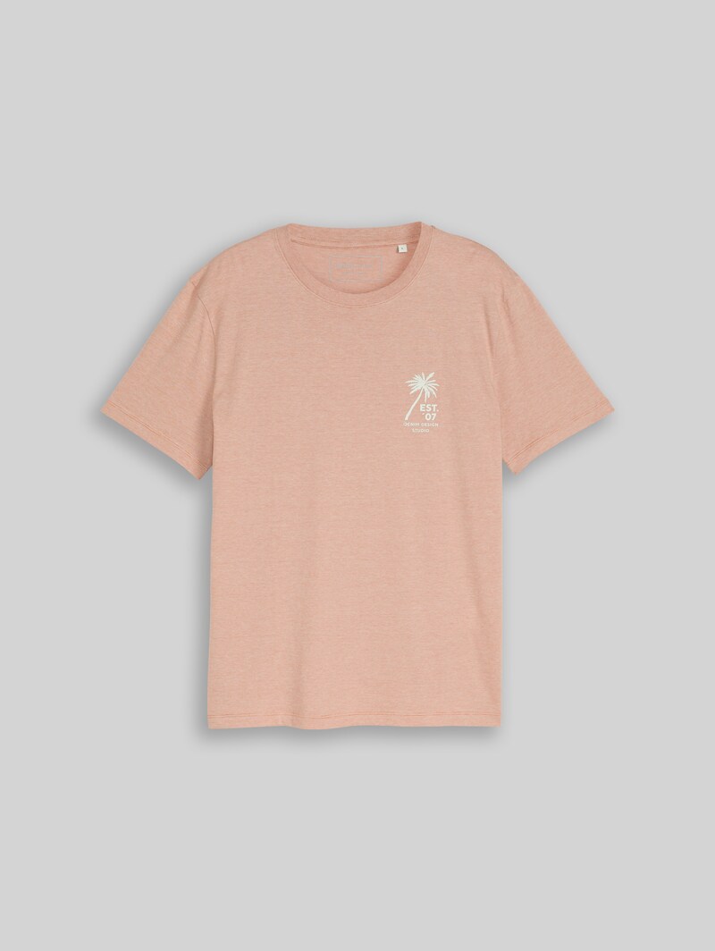 Tom Tailor T-Shirt mit Palmenprint - Faded Copper Orange