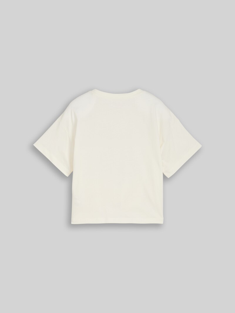 Tom Tailor Cropped T-Shirt mit Koten-Detail - Wool White Tom Tailor Cropped T-Shirt mit Koten-Detail - Wool White