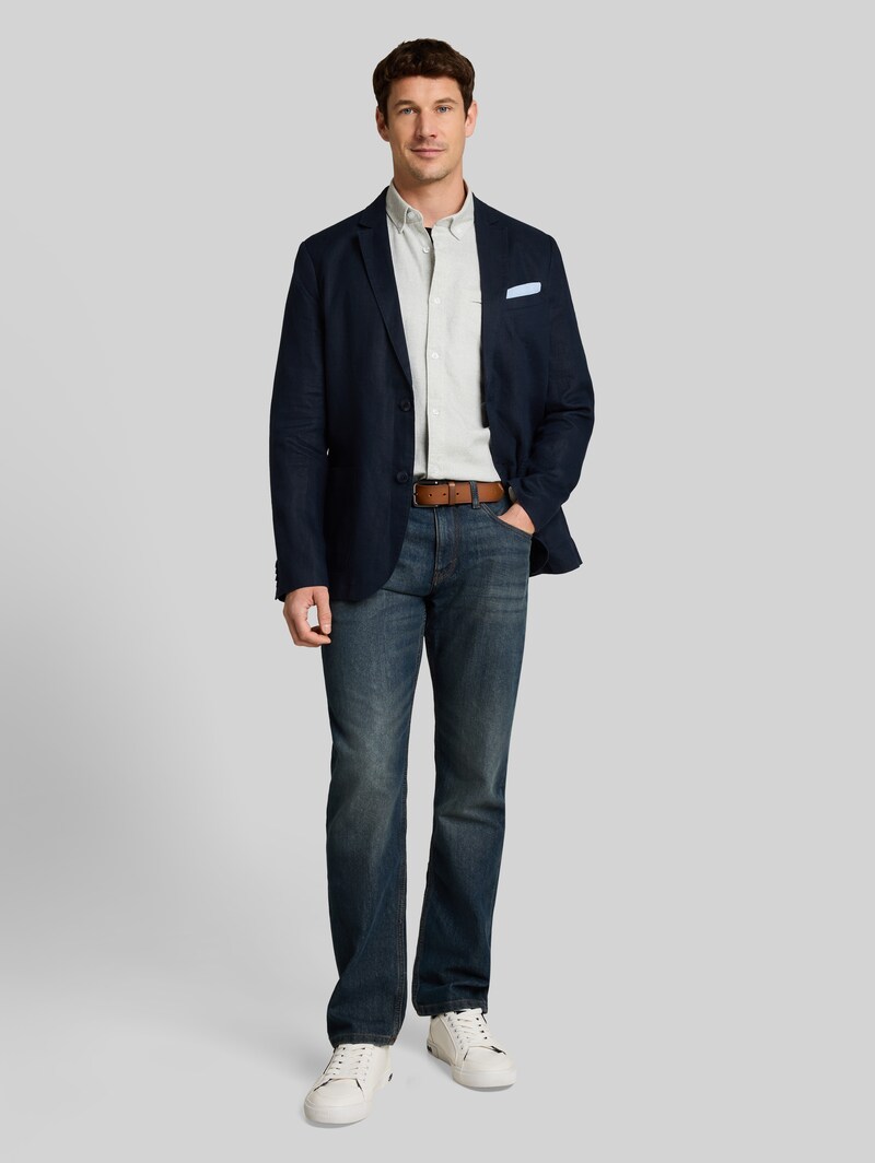 Tom Tailor Regular Fit Hemd aus Baumwolle - White Based Green Structure