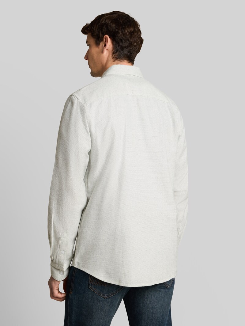 Tom Tailor Regular Fit Hemd aus Baumwolle - White Based Green Structure