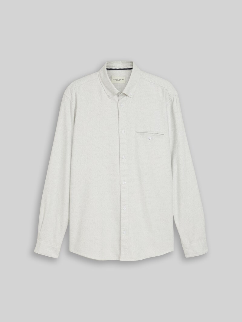 Tom Tailor Regular Fit Hemd aus Baumwolle - White Based Green Structure