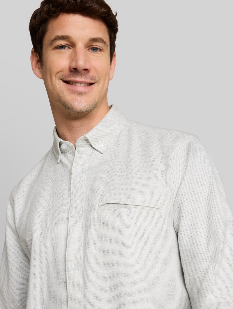 Tom Tailor Regular Fit Hemd aus Baumwolle - White Based Green Structure