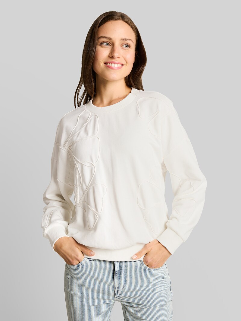 Tom Tailor Loose Fit Sweatshirt mit Blumenmuster - Whisper White Tom Tailor Loose Fit Sweatshirt mit Blumenmuster - Whisper White