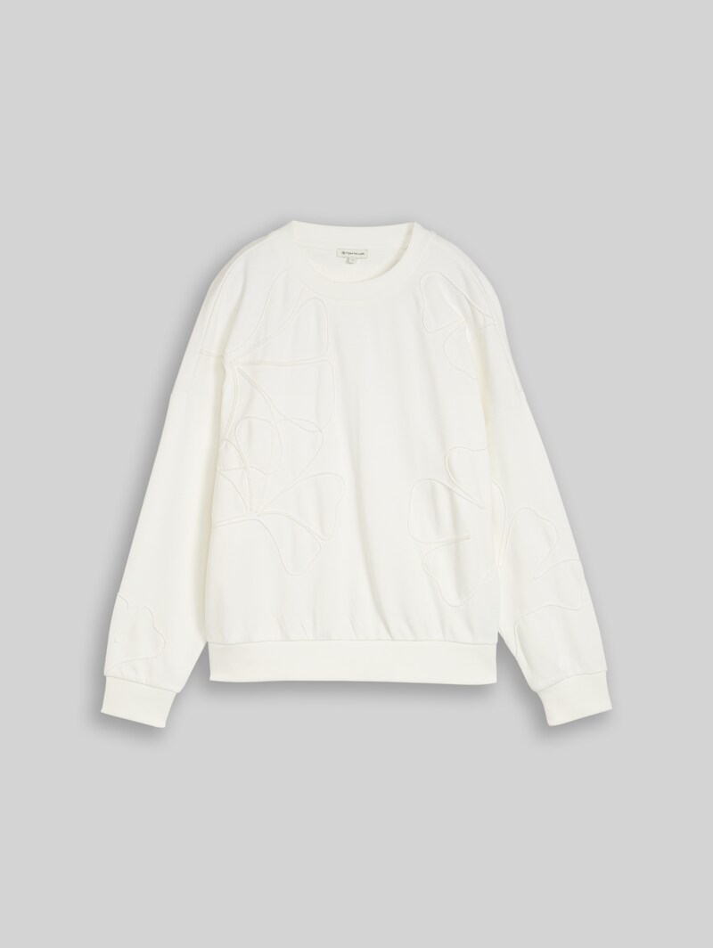 Tom Tailor Loose Fit Sweatshirt mit Blumenmuster - Whisper White