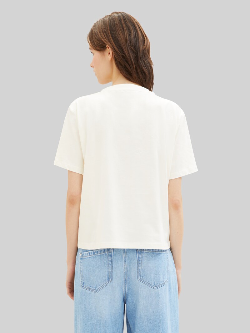 Tom Tailor Boxy Fit T-Shirt aus Baumwolle - Gardenia White