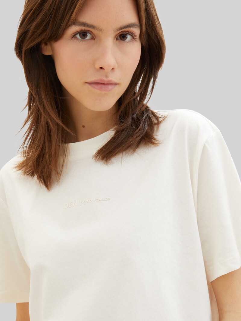 Tom Tailor Boxy Fit T-Shirt aus Baumwolle - Gardenia White