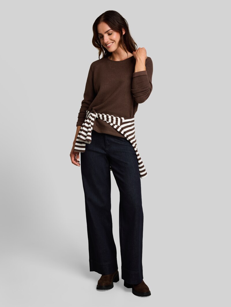 Tom Tailor Cosy Sweatshirt mit Melange-Optik - Java Dark Brown Melange