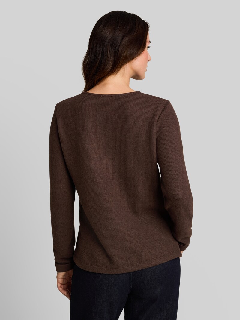 Tom Tailor Cosy Sweatshirt mit Melange-Optik - Java Dark Brown Melange