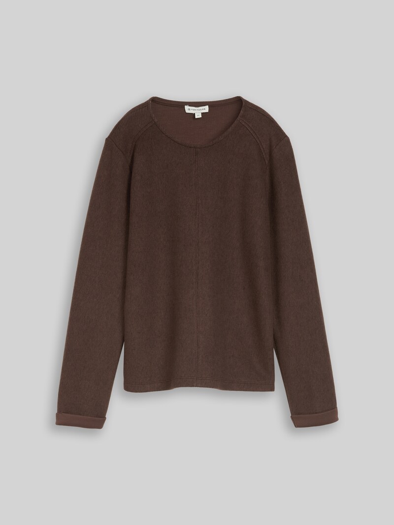 Tom Tailor Cosy Sweatshirt mit Melange-Optik - Java Dark Brown Melange