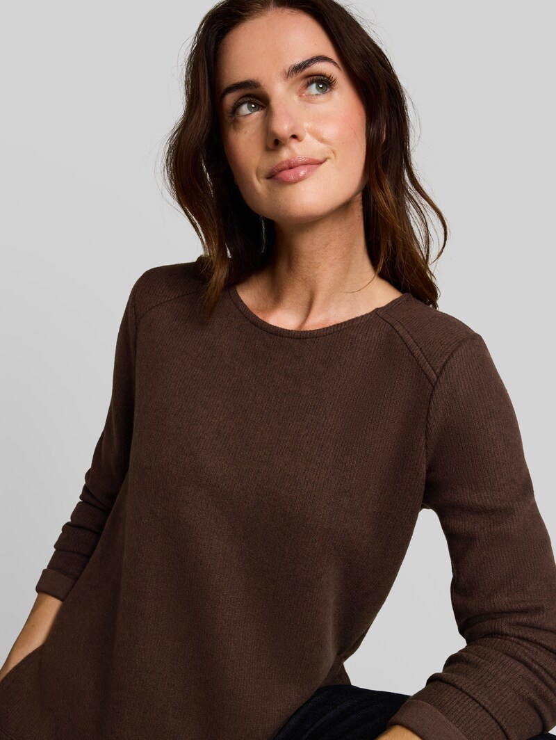 Tom Tailor Cosy Sweatshirt mit Melange-Optik - Java Dark Brown Melange