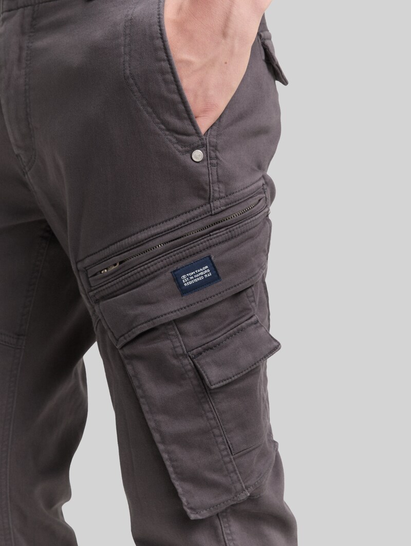 Tom Tailor Tapered Cargo Hose mit Stretch - Tarmac Grey