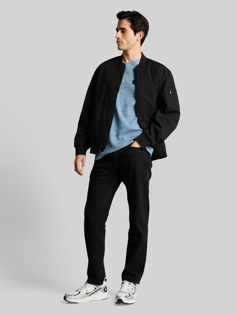Tom Tailor T-Shirt mit Waffelstruktur - Blue Grey Waffle Inject