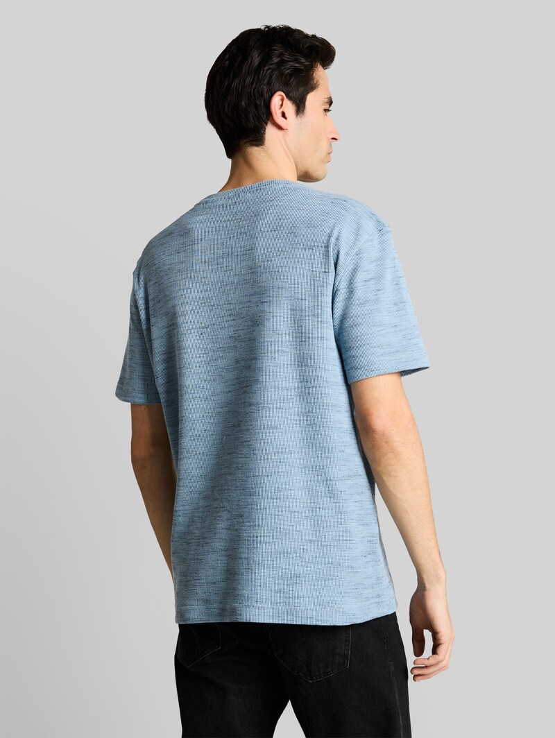 Tom Tailor T-Shirt mit Waffelstruktur - Blue Grey Waffle Inject