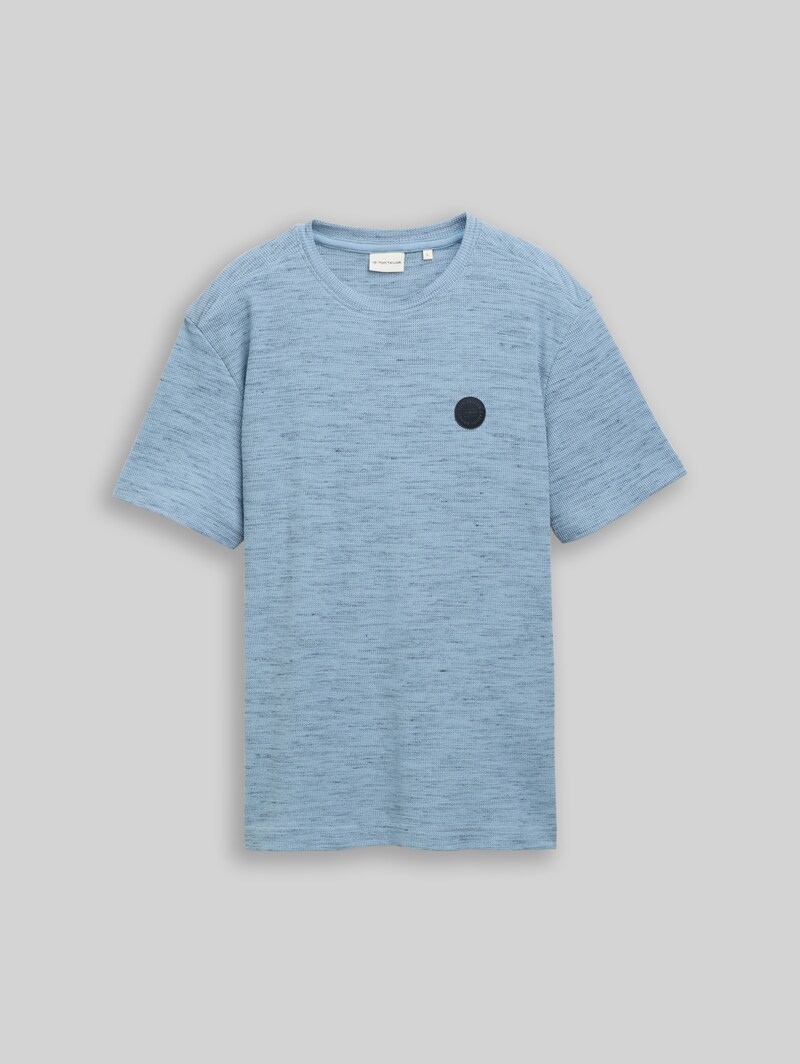 Tom Tailor T-Shirt mit Waffelstruktur - Blue Grey Waffle Inject