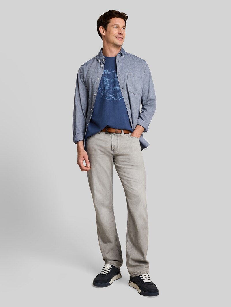 Tom Tailor T-Shirt mit Waffelstruktur - Dark Duck Blue