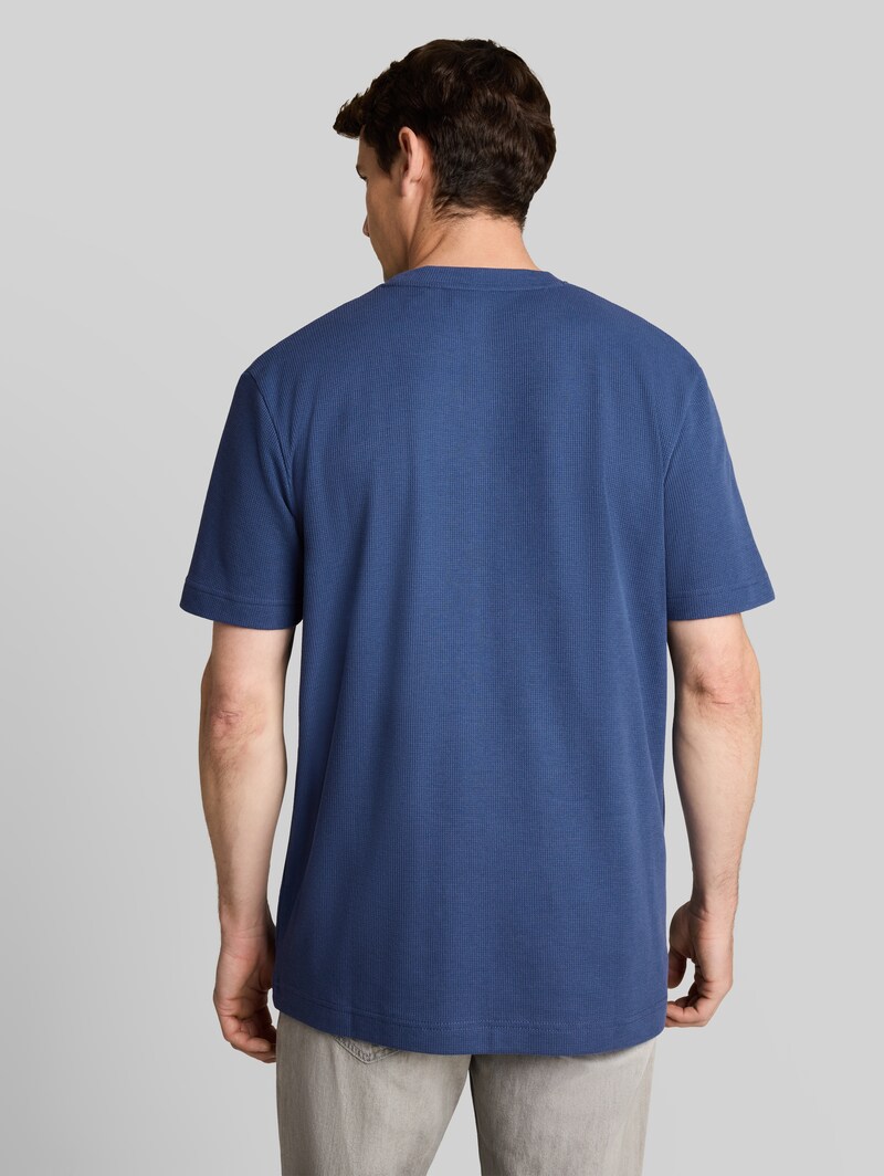 Tom Tailor T-Shirt mit Waffelstruktur - Dark Duck Blue