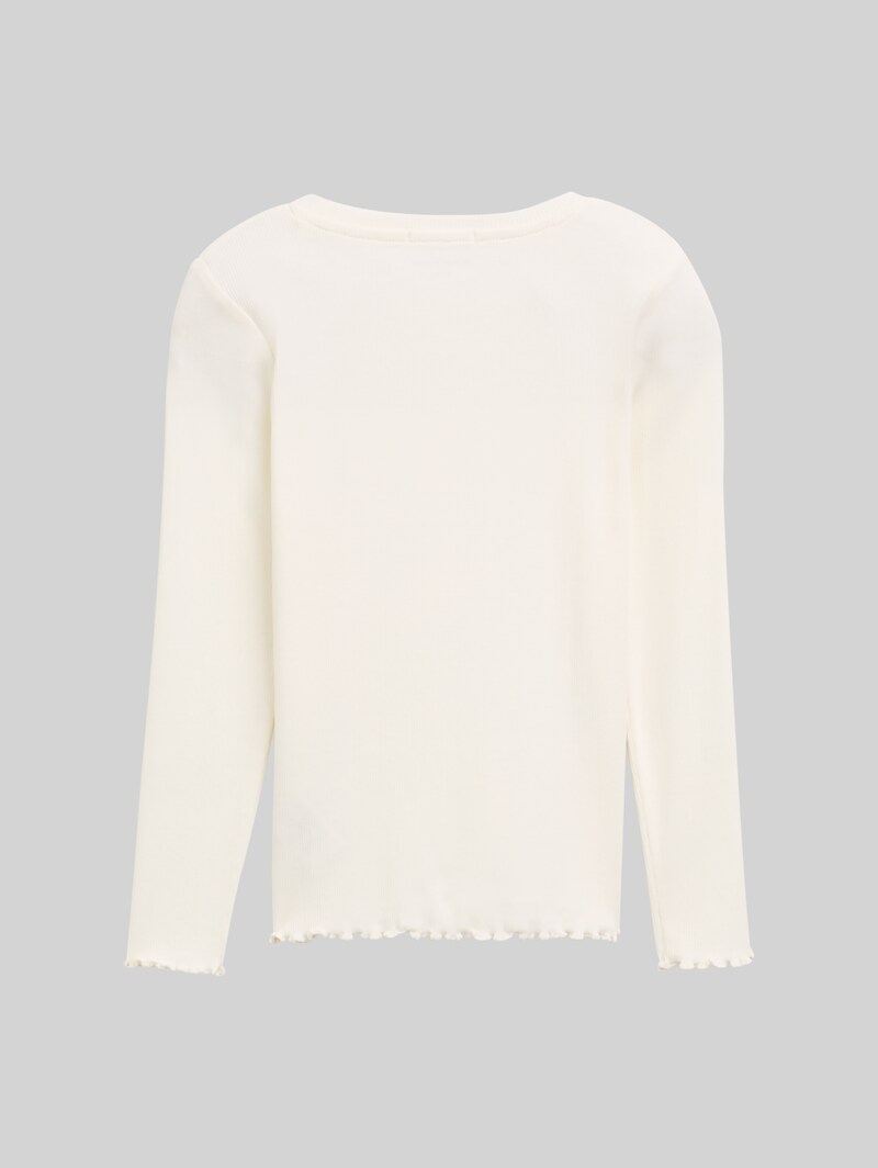 Tom Tailor Ripp Langarmshirt mit Stickerei - Wool White Tom Tailor Ripp Langarmshirt mit Stickerei - Wool White