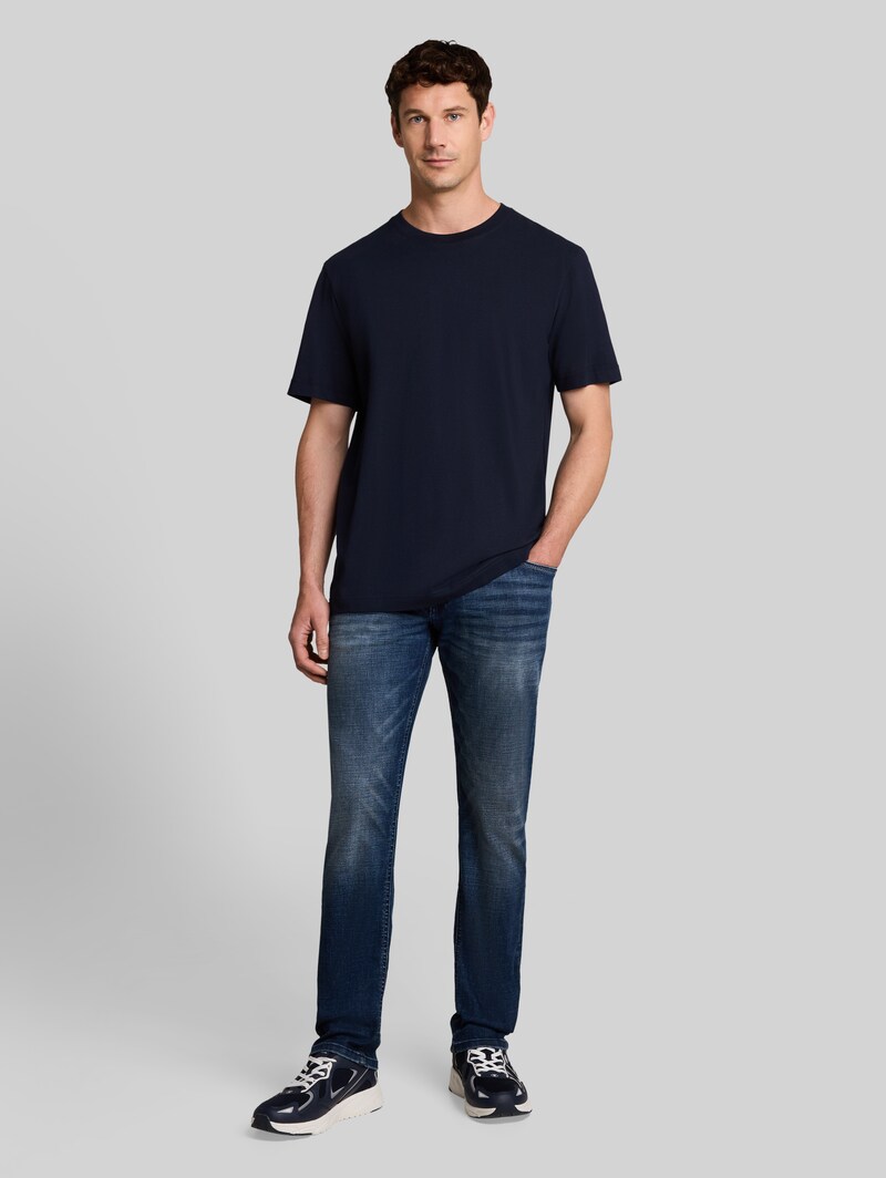 Tom Tailor Piqué T-Shirt mit Stretch - Sky Captain Blue