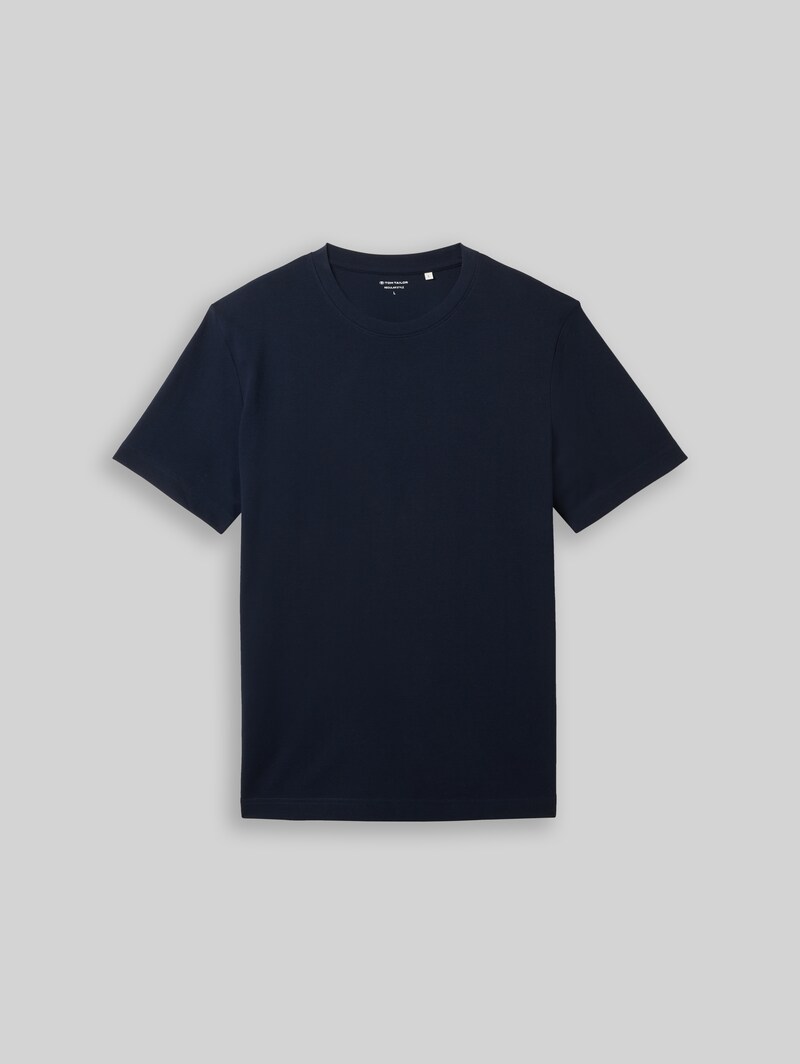Tom Tailor Piqué T-Shirt mit Stretch - Sky Captain Blue