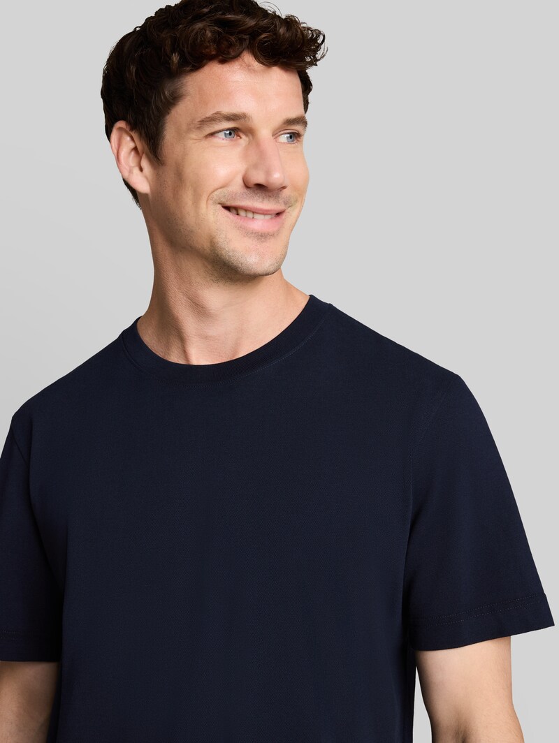 Tom Tailor Piqué T-Shirt mit Stretch - Sky Captain Blue