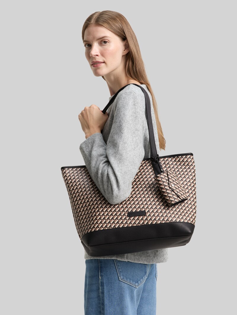 Tom Tailor TTXENIA L Shopper mit Allover-Print - Schwarz / Black