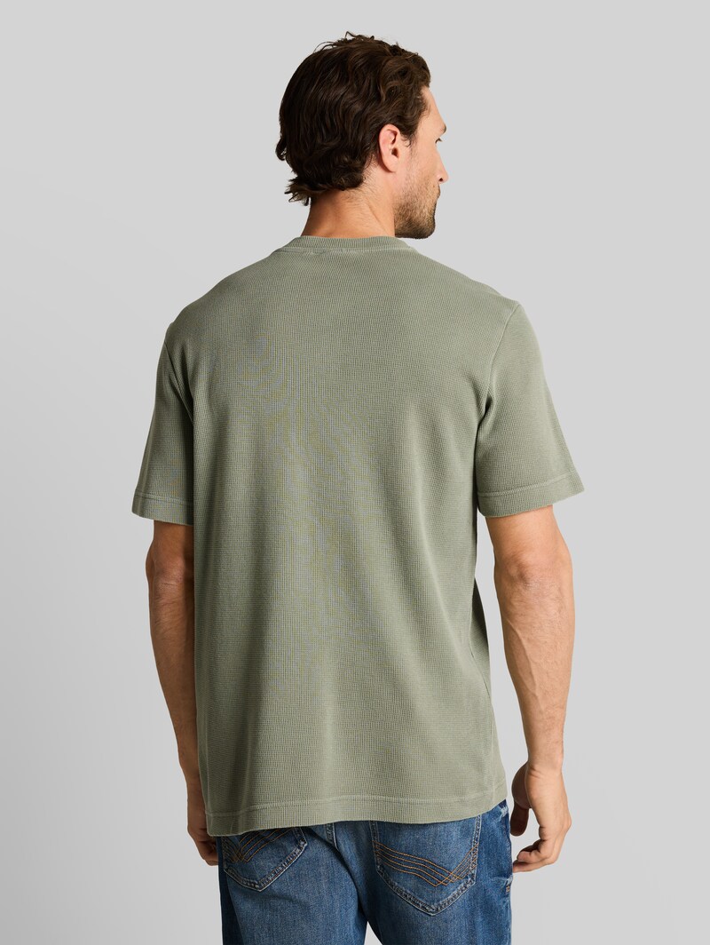 Tom Tailor Henley T-Shirt mit Brusttasche - Greyish Shadow Olive